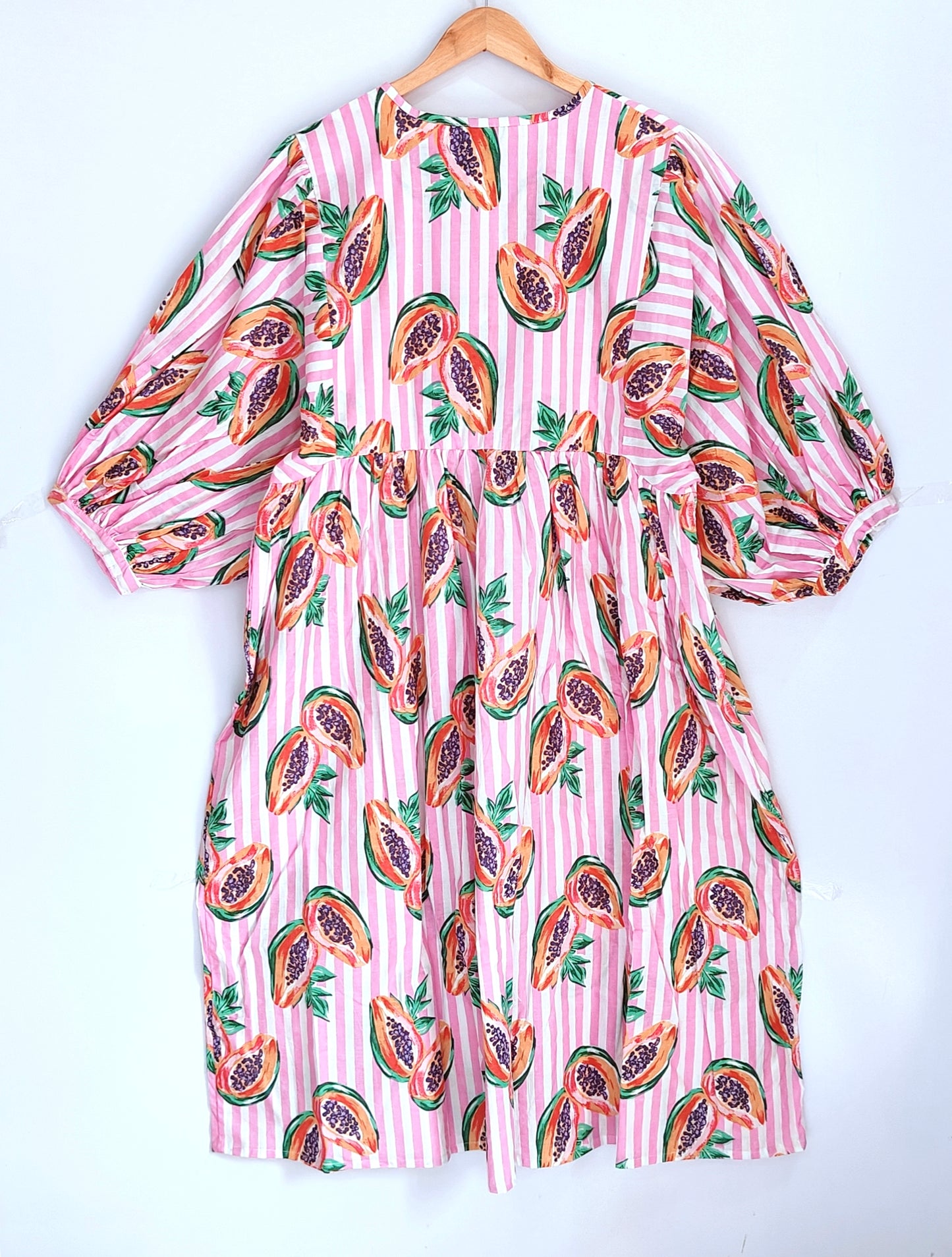 Women Midi Dress, Mini Dress, Floral Long Block Print Dress, Deep Neck With String Closer