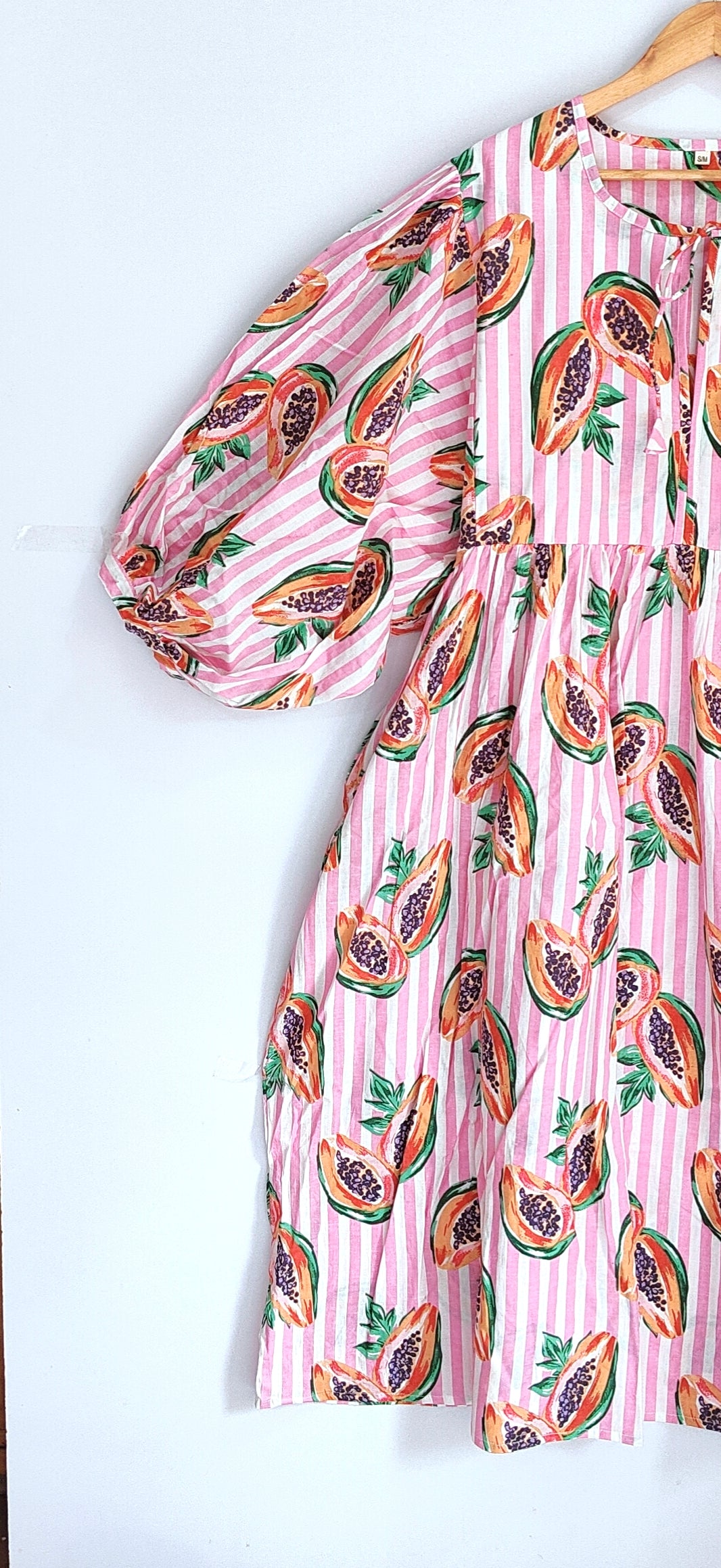 Women Midi Dress, Mini Dress, Floral Long Block Print Dress, Deep Neck With String Closer