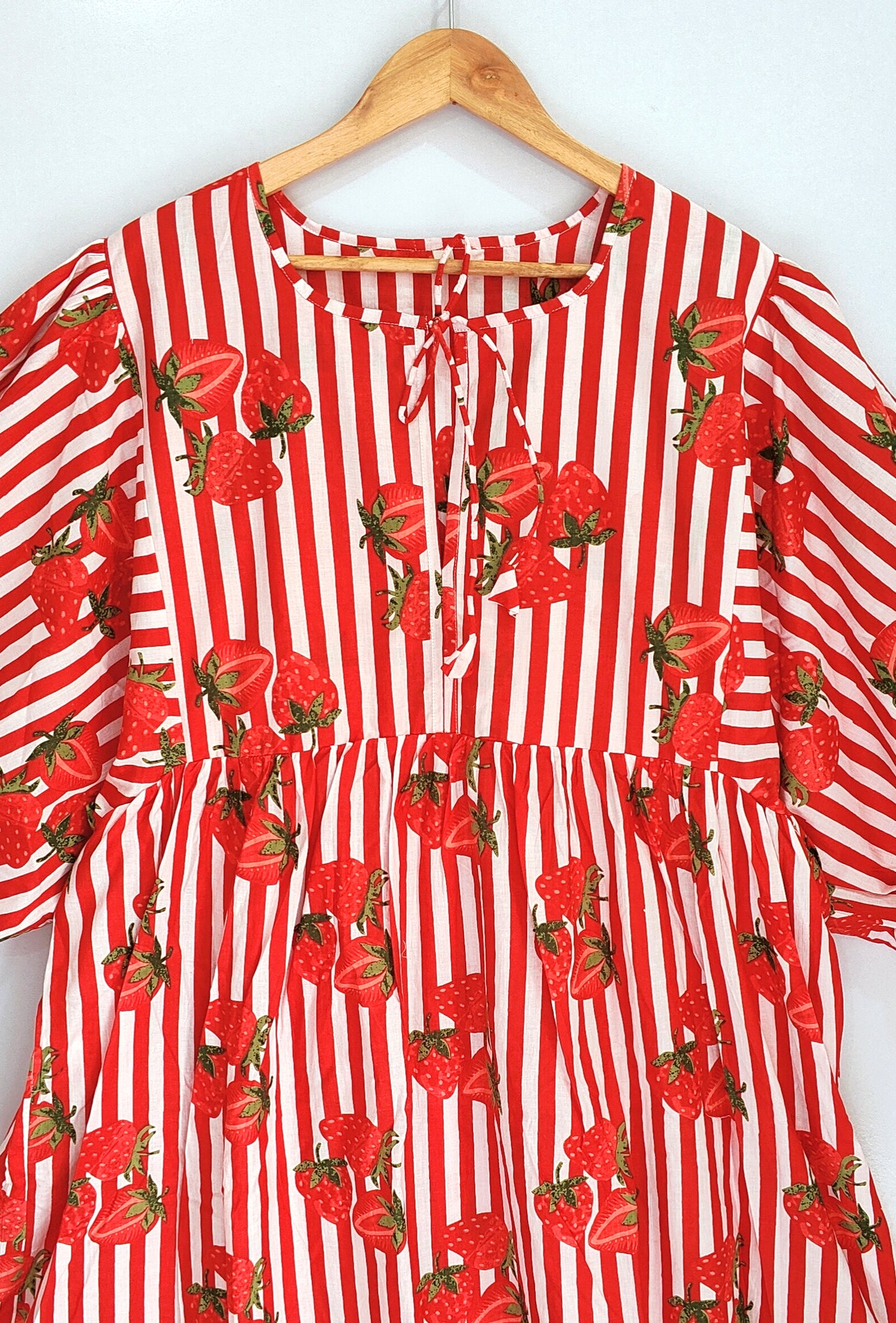 Women Midi Dress, Mini Dress, Floral Long Block Print Dress, Deep Neck With String Closer